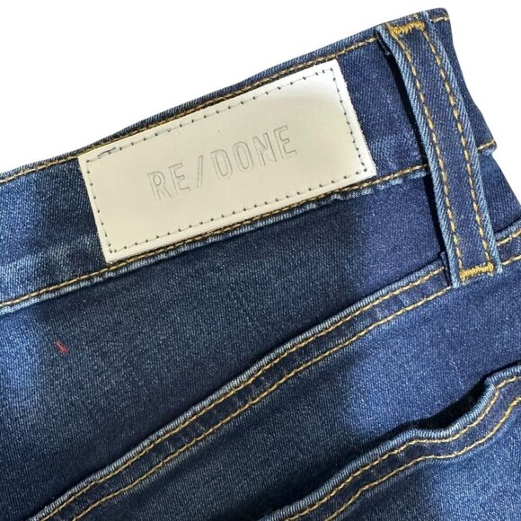 Re/Done Womens Size 27 Deep Faded Blue High Rise Stovepipe Jean Comfort Stretch - Picture 6 of 10